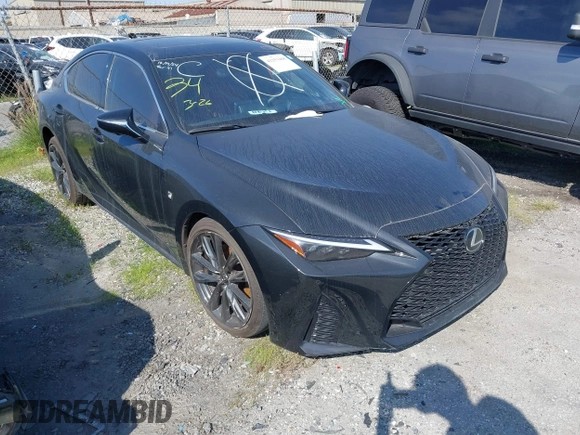 2023 Lexus IS with VIN JTHGZ1B26P5070980, listed as a IAAI auction lot 41253468 with 14,863 mi miles. Bid and sale history available at carsss.com. Image 1.