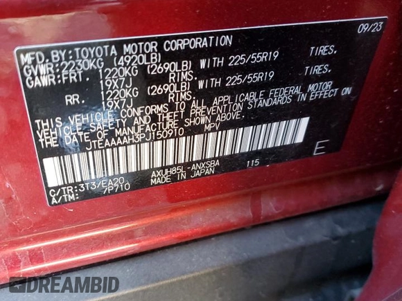 2023 Toyota Venza LE with VIN JTEAAAAH3PJ150910, listed as a Copart auction lot 73696004 with 9,811 mi miles and Salvage Title. Bid and sale history available at carsss.com. Image 15.