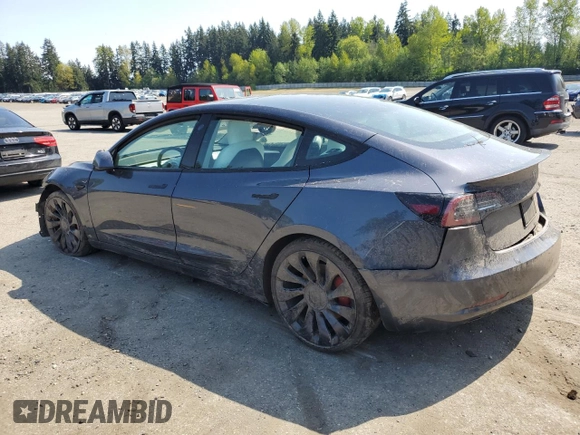 2022 Tesla Model 3 Performance with VIN 5YJ3E1EC1NF262416, listed as a Copart auction lot 54356025 with Not Provided miles and Salvage Title. Bid and sale history available at DreamBid. Image 2.