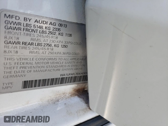 2014 Audi allroad Premium Plus with VIN WA1UFAFL7EA043012, listed as a Copart auction lot 75870764 with 96,388 mi miles and Salvage Title. Bid and sale history available at carsss.com. Image 14.