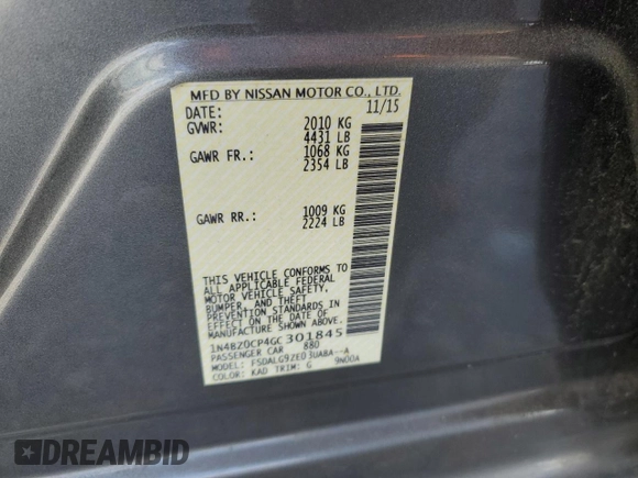 2016 Nissan LEAF SL with VIN 1N4BZ0CP4GC301845, listed as a Copart auction lot 87468444 with 79,397 mi miles and Salvage Title. Bid and sale history available at carsss.com. Image 14.
