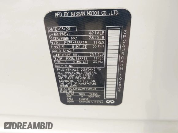 2021 Infiniti QX50 Essential с VIN 3PCAJ5CA0MF102828, выставлен на аукционе IAAI как лот 41520222 с пробегом 66 264 миль миль и . История ставок и продаж доступна на DreamBid. Изображение 9.
