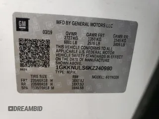 2019 GMC Acadia SLT with VIN 1GKKNULS6KZ240980, listed as a Copart auction lot 51655115 with 26,258 mi miles and Salvage Title. Bid and sale history available at DreamBid. Image 13.