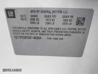 2013 Chevrolet Malibu ECO with VIN 1G11F5SR7DF149304, listed as a IAAI auction lot 42028765 with 224,628 mi miles. Bid and sale history available at carsss.com. Image 9.