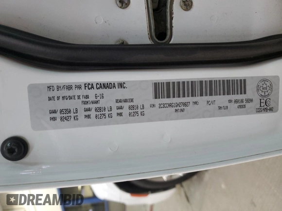 2016 Chrysler 300 Limited with VIN 2C3CCARG1GH270827, listed as a Copart auction lot 83959394 with 122,288 mi miles and Salvage Title. Bid and sale history available at DreamBid. Image 12.