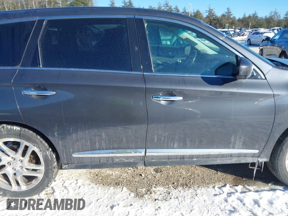2013 Infiniti JX35 with VIN 5N1AL0MM6DC314048, listed as a IAAI auction lot 41393672 with 158,073 mi miles. Bid and sale history available at carsss.com. Image 13.