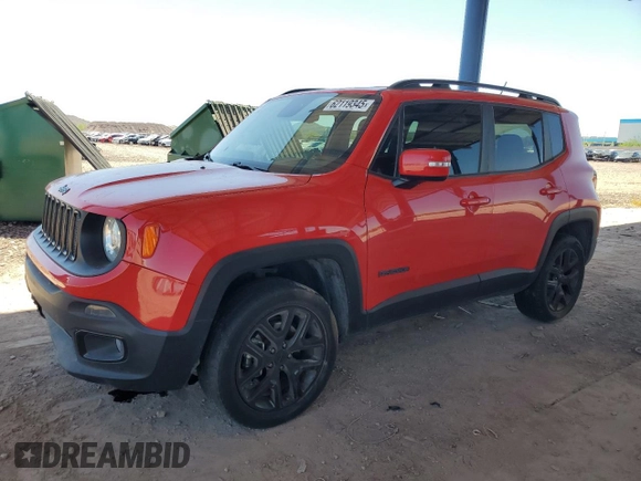 2017 Jeep Renegade Altitude with VIN ZACCJBBB0HPF80280, listed as a Copart auction lot 62119345 with 56,183 mi miles and Salvage title. Bid and sale history available at DreamBid. Image 1.