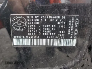 2014 Volkswagen Jetta Comfortline с VIN 3VWDL7AJ2EM366052, выставлен на аукционе Copart как лот 69010344 с пробегом 210 092 миль миль и Списание • Salvage title. История ставок и продаж доступна на DreamBid. Изображение 13.