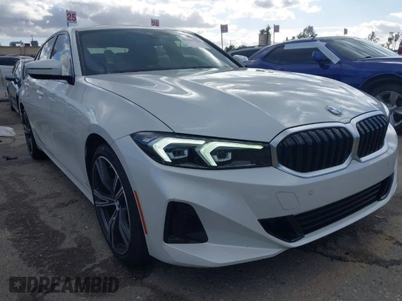 2023 BMW 3 Series 330i with VIN 3MW69FF00P8D34813, listed as a IAAI auction lot 41586136 with 20,048 mi miles. Bid and sale history available at carsss.com. Image 1.