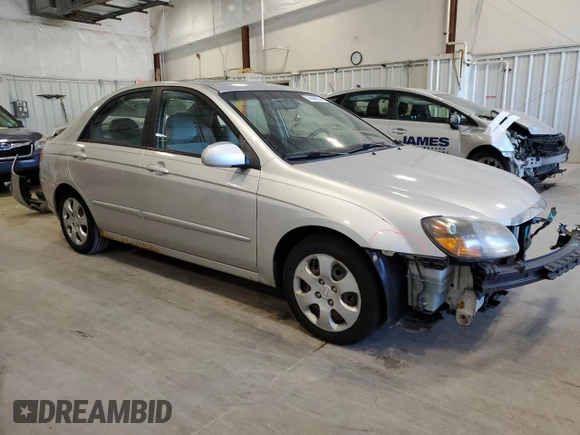 2009 Kia Spectra EX with VIN KNAFE221X95650545, listed as a Copart auction lot 74496974 with 203,752 mi miles and Non Repairable. Bid and sale history available at carsss.com. Image 4.