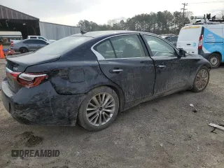 2023 Infiniti Q50 Luxe with VIN JN1EV7BP5PM510800, listed as a Copart auction lot 46805035 with 35,446 mi miles and Salvage Title. Bid and sale history available at DreamBid. Image 3.