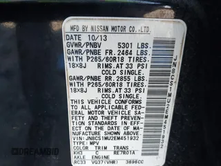 2014 Infiniti QX70 with VIN JN8CS1MU2EM451932, listed as a IAAI auction lot 41439834 with 125,781 mi miles and . Bid and sale history available at DreamBid. Image 9.