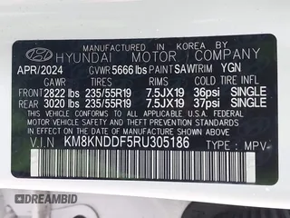 2024 Hyundai Ioniq 5 SEL with VIN KM8KNDDF5RU305186, listed as a IAAI auction lot 41905785 with 12,105 mi miles and . Bid and sale history available at DreamBid. Image 9.