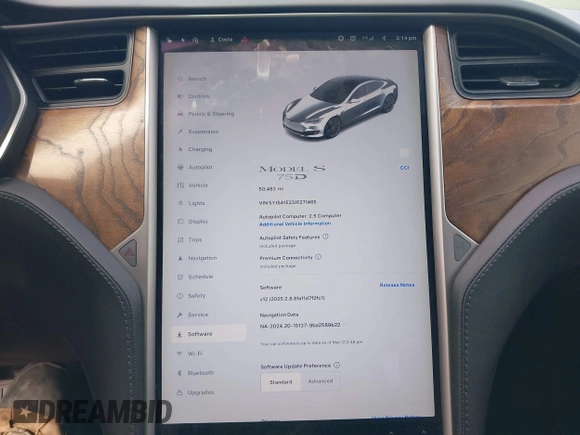 2018 Tesla Model S 75D with VIN 5YJSA1E23JF271465, listed as a IAAI auction lot 41911356 with 50,483 mi miles and . Bid and sale history available at DreamBid. Image 7.