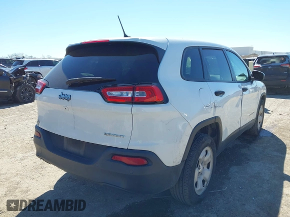 2017 Jeep Cherokee Sport with VIN 1C4PJLAB7HW654385, listed as a IAAI auction lot 41722028 with 91,033 mi miles. Bid and sale history available at carsss.com. Image 4.