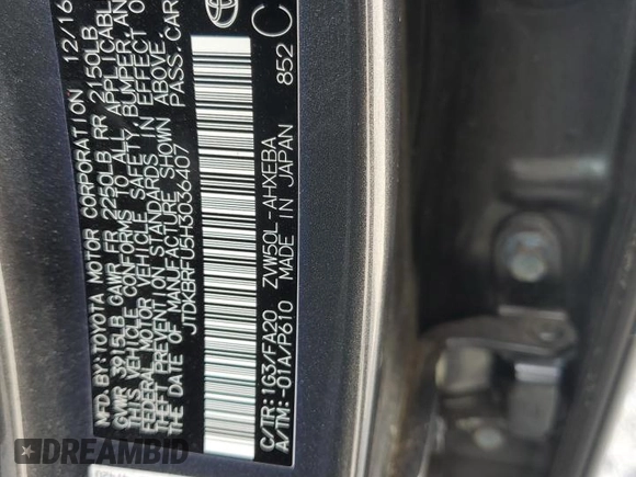 2017 Toyota Prius Two z VIN JTDKBRFU5H3036407, wystawiony jako Copart lot #57320795 z przebiegiem 69 468 mil mil oraz Szkoda całkowita • Salvage title. Historia ofert i sprzedaży dostępna na DreamBid. Obrazek 13.