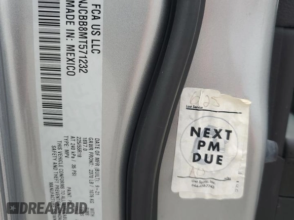 2021 Jeep Compass Altitude with VIN 3C4NJCBB8MT571232, listed as a Copart auction lot 62539405 with 42,977 mi miles and Salvage title. Bid and sale history available at DreamBid. Image 13.