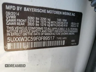 2015 BMW X4 xDrive28i with VIN 5UXXW3C59F0F89517, listed as a Copart auction lot 49989304 with 65,554 mi miles. Bid and sale history available at carsss.com. Image 12.