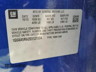 2014 Cadillac ATS Standard RWD with VIN 1G6AA5RA2E0127904, listed as a Copart auction lot 57476465 with 83,626 mi miles and Salvage title. Bid and sale history available at DreamBid. Image 12.
