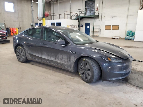 2024 Tesla Model 3 Long Range with VIN 5YJ3E1EBXRF818977, listed as a Copart auction lot 47303885 with 14,189 mi miles and Salvage Title. Bid and sale history available at DreamBid. Image 4.