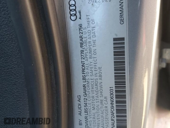 2017 Audi A6 Premium Plus z VIN WAUF2AFC6HN063031, wystawiony jako Copart lot #48296475 z przebiegiem 80 230 mil mil oraz Szkody całkowita. Historia ofert i sprzedaży dostępna na DreamBid. Obrazek 12.