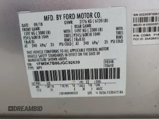 2018 Ford Explorer with VIN 1FM5K7B86JGC92639, listed as a Copart auction lot 51537605 with 63,161 mi miles and Salvage title. Bid and sale history available at DreamBid. Image 14.