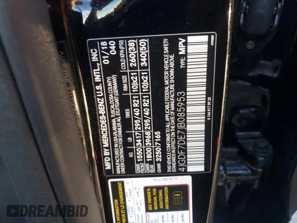 2018 Mercedes-Benz GLS with VIN 4JGDF7DE7JB085953, listed as a Copart auction lot 38772093 with 37,471 mi miles. Bid and sale history available at carsss.com. Image 13.