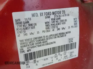 2014 Ford Explorer with VIN 1FM5K7B8XEGB22676, listed as a Copart auction lot 52720025 with Not provided miles and Salvage title. Bid and sale history available at DreamBid. Image 15.
