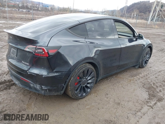 2024 Tesla Model Y Performance with VIN 7SAYGDEF7RF020203, listed as a IAAI auction lot 41639077 with 14,493 mi miles and . Bid and sale history available at DreamBid. Image 4.