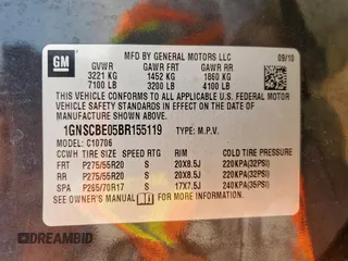 2011 Chevrolet Tahoe LT z VIN 1GNSCBE05BR155119, wystawiony jako Copart lot #57783155 z przebiegiem 142 297 mil mil oraz Szkoda całkowita • Salvage title. Historia ofert i sprzedaży dostępna na DreamBid. Obrazek 13.