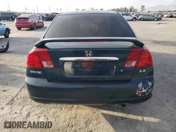 2001 Honda Civic LX with VIN JHMES15591S001856, listed as a Copart auction lot 45950495 with 98,466 mi miles and Salvage Title. Bid and sale history available at carsss.com. Image 6.