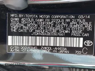 2014 Toyota Prius Four with VIN JTDKN3DU2E0367661, listed as a IAAI auction lot 42271745 with 238,760 mi miles and . Bid and sale history available at DreamBid. Image 9.