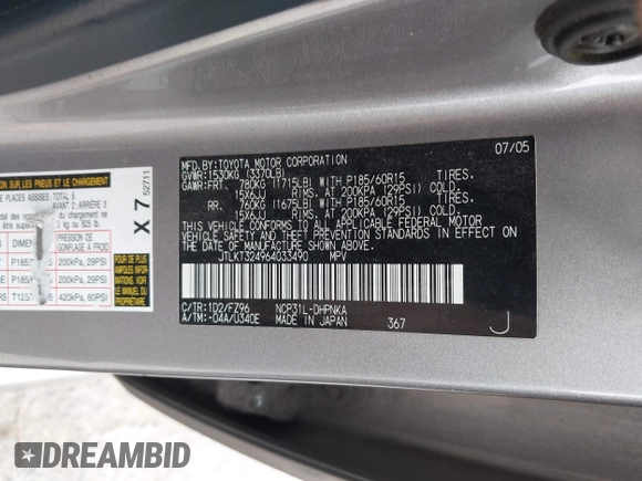 2006 Scion xB with VIN JTLKT324964033490, listed as a IAAI auction lot 42481665 with 196,625 mi miles and . Bid and sale history available at DreamBid. Image 9.