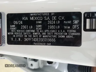 2025 Kia K4 LXS with VIN 3KPFT4DE3SE019666, listed as a Copart auction lot 44309775 with 13 mi miles and Salvage Title. Bid and sale history available at carsss.com. Image 13.