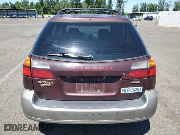 2000 Subaru Legacy Outback Limited with VIN 4S3BH6869Y7662661, listed as a Copart auction lot 60565254 with 176,043 mi miles and Clean title. Bid and sale history available at DreamBid. Image 6.