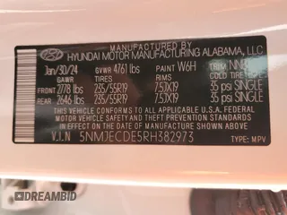 2024 Hyundai Tucson Limited with VIN 5NMJECDE5RH382973, listed as a Copart auction lot 61405635 with 35,692 mi miles and Clean title. Bid and sale history available at DreamBid. Image 14.