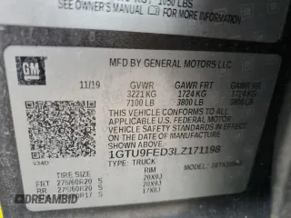 2020 GMC Sierra 1500 Denali with VIN 1GTU9FED3LZ171198, listed as a Copart auction lot 73564494 with 120,094 mi miles and Salvage title. Bid and sale history available at DreamBid. Image 12.