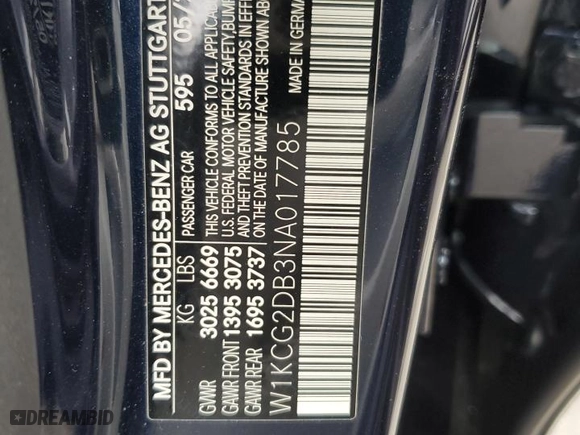 2022 Mercedes-Benz EQS with VIN W1KCG2DB3NA017785, listed as a Copart auction lot 81655013 with 0 mi miles. Bid and sale history available at carsss.com. Image 12.