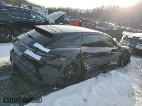 2023 Porsche Taycan GTS with VIN WP0CD2Y14PSA90314, listed as a Copart auction lot 46137985 with 7,961 mi miles and Salvage title. Bid and sale history available at DreamBid. Image 3.