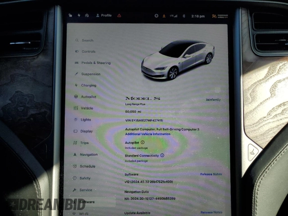 2021 Tesla Model S Long Range Plus с VIN 5YJSA1E27MF427415, выставлен на аукционе Copart как лот 88558815 с пробегом 50 050 миль миль и Списание • Salvage title. История ставок и продаж доступна на DreamBid. Изображение 9.