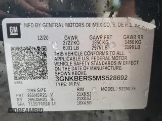 2021 Chevrolet Blazer RS z VIN 3GNKBERS5MS528692, wystawiony jako Copart lot #48806655 z przebiegiem 48 422 mil mil oraz Szkoda całkowita • Salvage title. Historia ofert i sprzedaży dostępna na DreamBid. Obrazek 13.