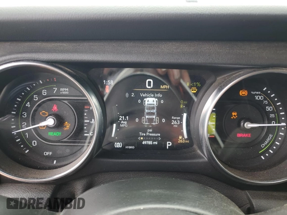 2021 Jeep Wrangler Unlimited Sahara с VIN 1C4JJXP6XMW676754, выставлен на аукционе Copart как лот 58538655 с пробегом 49 785 миль миль и Списание • Salvage title. История ставок и продаж доступна на DreamBid. Изображение 9.