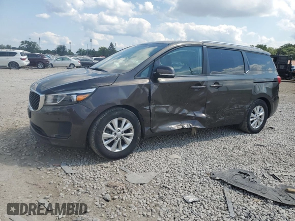 2017 Kia Sedona LX with VIN KNDMB5C17H6333432, listed as a Copart auction lot 67005714 with 91,393 mi miles and Salvage Title. Bid and sale history available at carsss.com. Image 1.