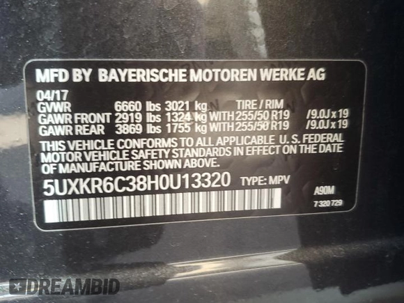 2017 BMW X5 xDrive50i z VIN 5UXKR6C38H0U13320, wystawiony jako Copart lot #48004895 z przebiegiem 84 307 mil mil oraz Szkoda całkowita • Salvage title. Historia ofert i sprzedaży dostępna na DreamBid. Obrazek 13.