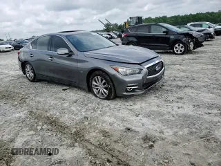 2014 Infiniti Q50 Premium with VIN JN1BV7APXEM675338, listed as a Copart auction lot 57125045 with 58,267 mi miles and Salvage title. Bid and sale history available at DreamBid. Image 13.