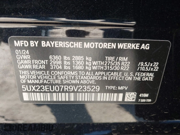 2024 BMW X5 xDrive40i z VIN 5UX23EU07R9V23529, wystawiony jako IAAI lot #41612999 z przebiegiem 18 886 mil mil oraz . Historia ofert i sprzedaży dostępna na DreamBid. Obrazek 9.