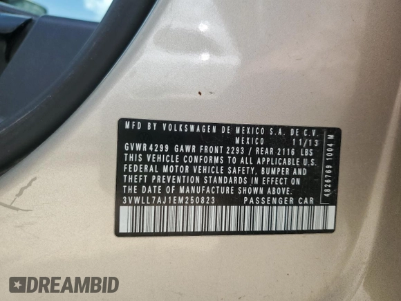 2014 Volkswagen Jetta TDI with VIN 3VWLL7AJ1EM250823, listed as a Copart auction lot 64051745 with 234,958 mi miles and Salvage title. Bid and sale history available at DreamBid. Image 12.