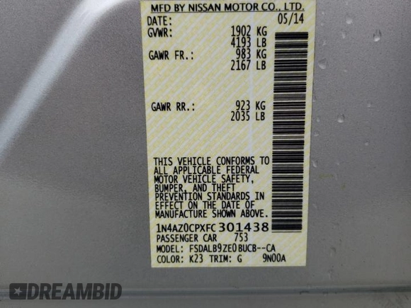 2015 Nissan LEAF SV with VIN 1N4AZ0CPXFC301438, listed as a Copart auction lot 67907973 with 91,132 mi miles. Bid and sale history available at carsss.com. Image 12.