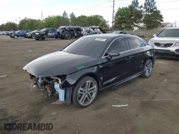 2017 Audi A3 Premium Plus with VIN WAUGUGFF9H1069408, listed as a Copart auction lot 56938504 with 37,025 mi miles and Salvage Title. Bid and sale history available at DreamBid. Image 1.