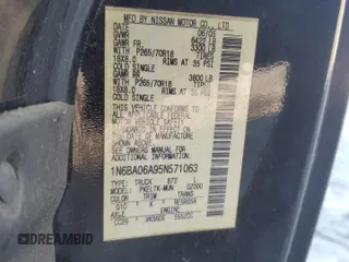 2005 Nissan Titan XE with VIN 1N6BA06A95N571063, listed as a Copart auction lot 49391275 with 167,790 mi miles and Salvage Title. Bid and sale history available at carsss.com. Image 12.
